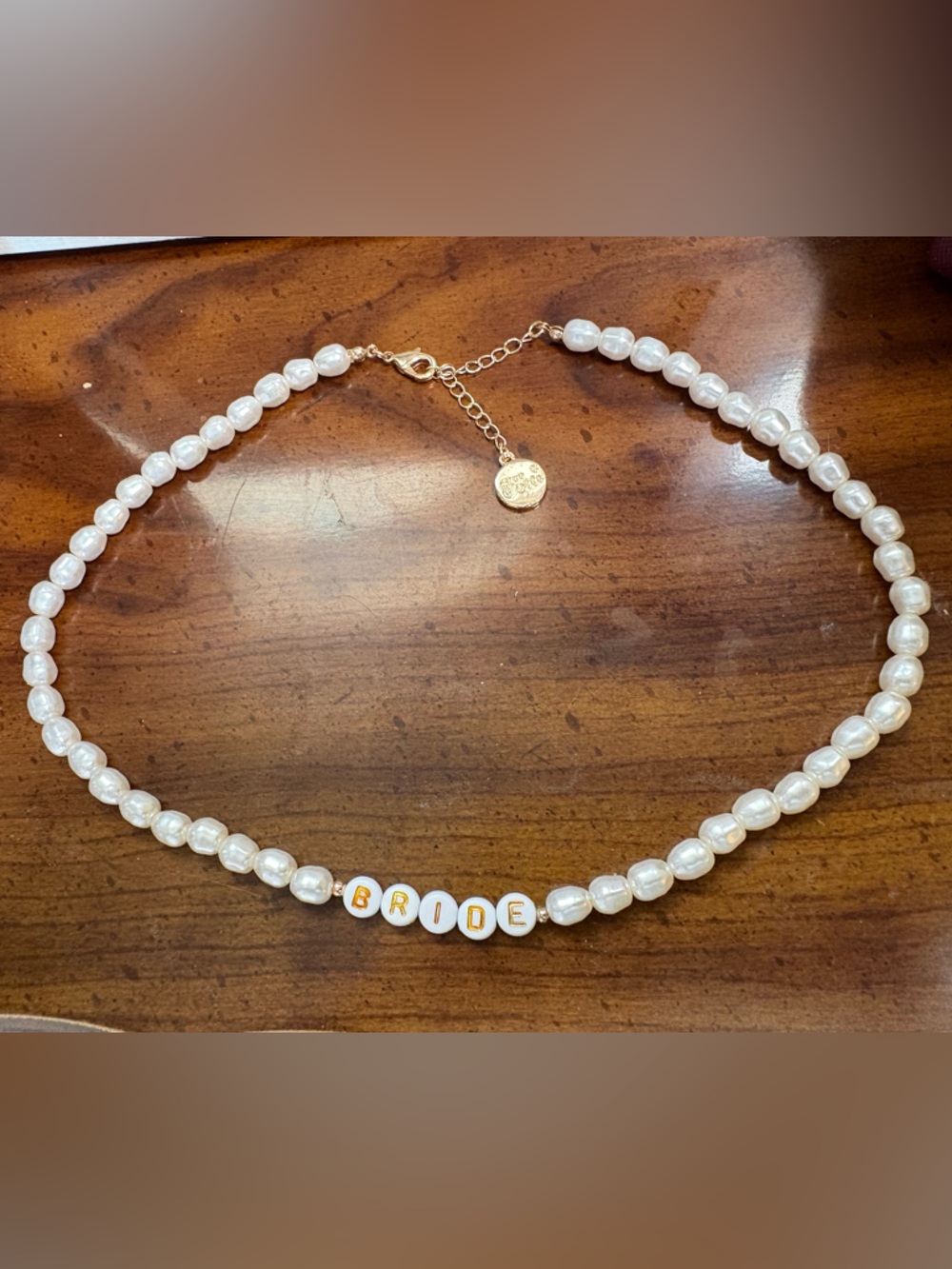 Pearl 'BRIDE' Beaded Necklace - xofetti